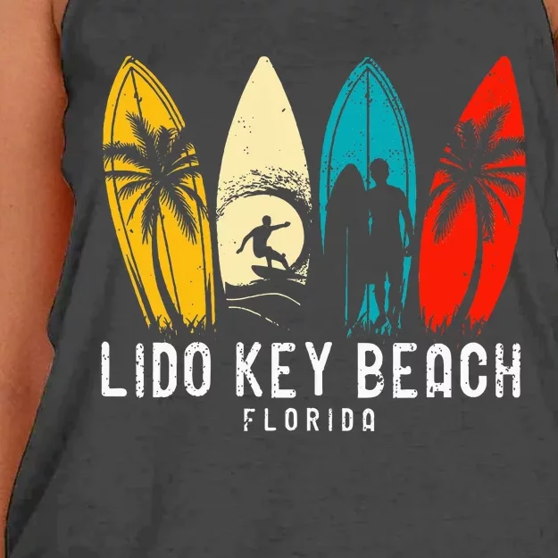 Retro Lido Key Beach Florida Surfboarder Women's Knotted Racerback Tank