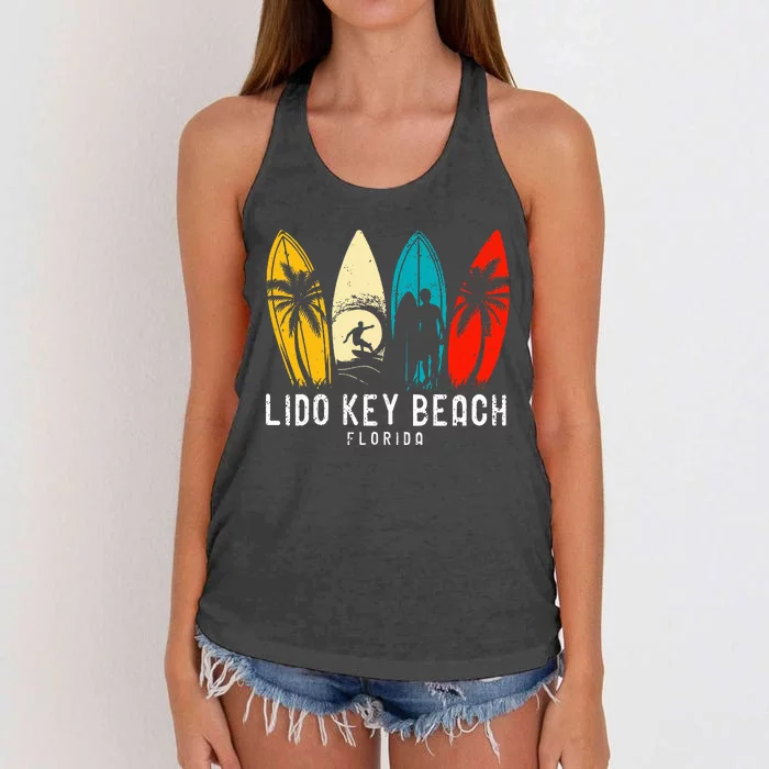 Retro Lido Key Beach Florida Surfboarder Women's Knotted Racerback Tank