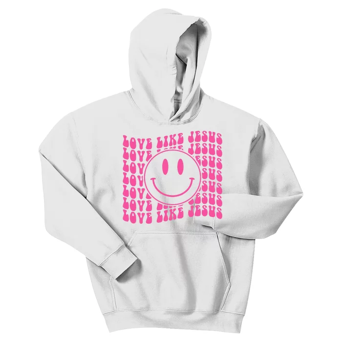 Retro Love Like Jesus Happy Face Aesthetic Kids Hoodie