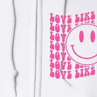 Retro Love Like Jesus Happy Face Aesthetic Full Zip Hoodie