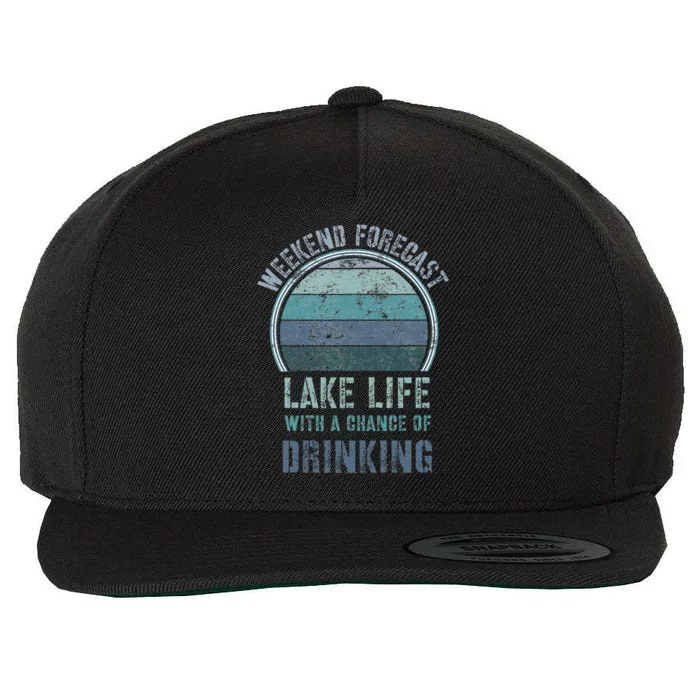 Retro Lake Life Apparel Lake Lover Weekend Forecast Drinking Wool Snapback Cap