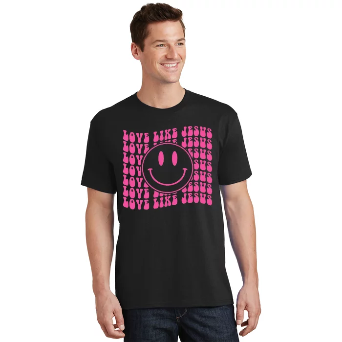 Retro Love Like Jesus Happy Face Aesthetic T-Shirt