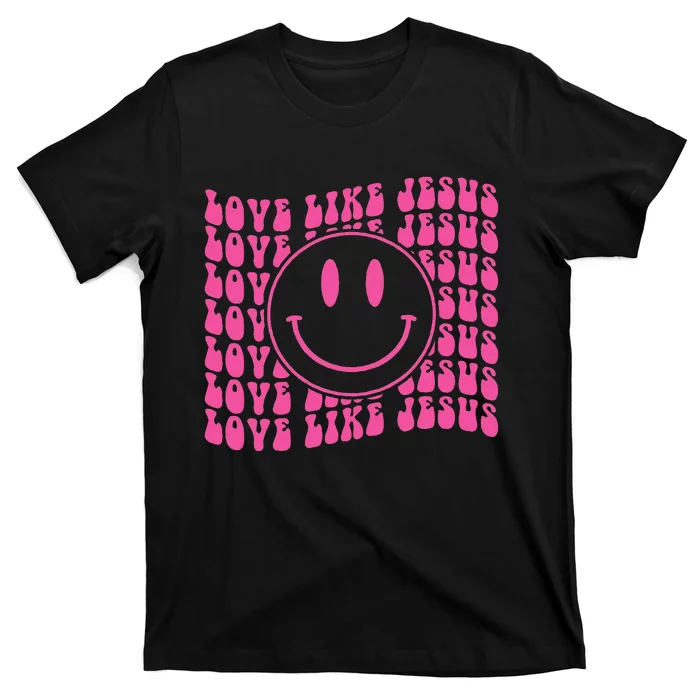 Retro Love Like Jesus Happy Face Aesthetic T-Shirt