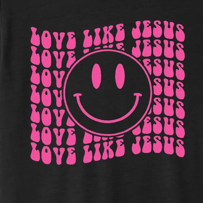 Retro Love Like Jesus Happy Face Aesthetic ChromaSoft Performance T-Shirt