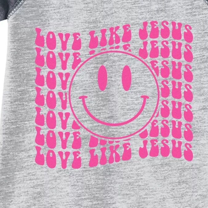 Retro Love Like Jesus Happy Face Aesthetic Infant Baby Jersey Bodysuit