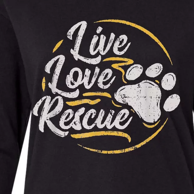 Retro Live Love Rescue Dog Lover Adopt A Dog Adoption Womens Cotton Relaxed Long Sleeve T-Shirt