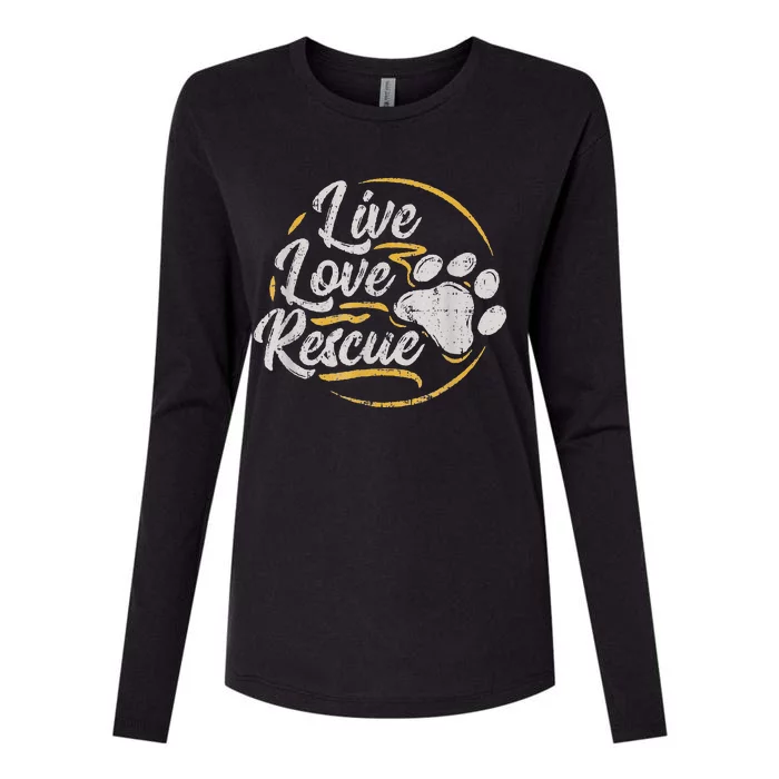 Retro Live Love Rescue Dog Lover Adopt A Dog Adoption Womens Cotton Relaxed Long Sleeve T-Shirt