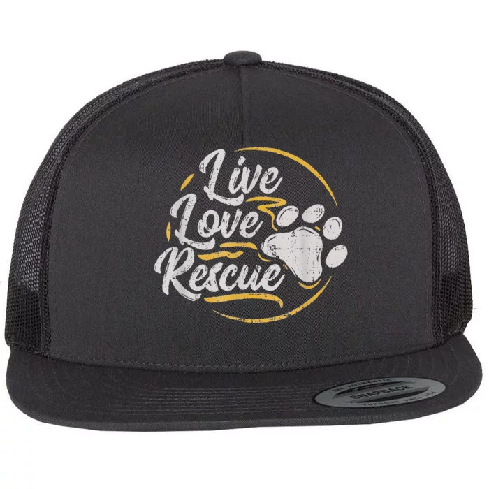 Retro Live Love Rescue Dog Lover Adopt A Dog Adoption Flat Bill Trucker Hat