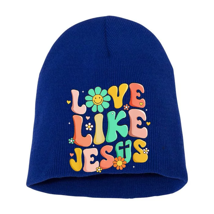 Retro Love Like Jesus Christian Religious God Lovers Gift Short Acrylic Beanie