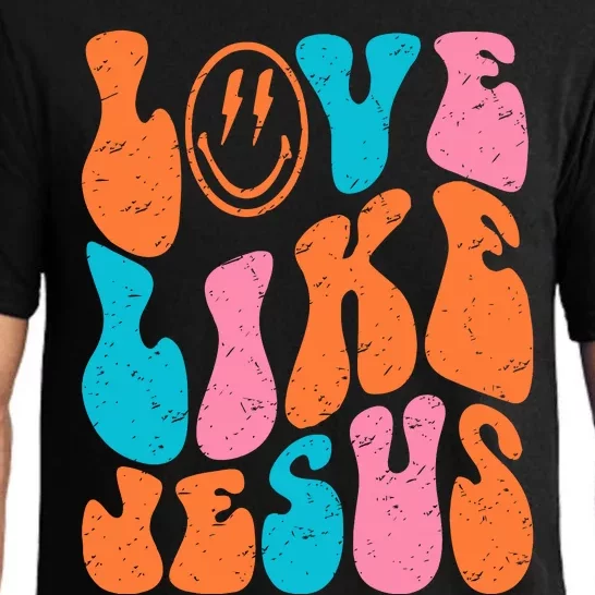 Retro Love Like Jesus Smiling Face Christian Religious Faith Pajama Set