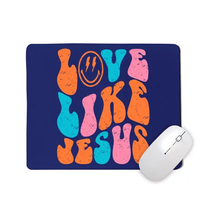 Retro Love Like Jesus Smiling Face Christian Religious Faith Mousepad