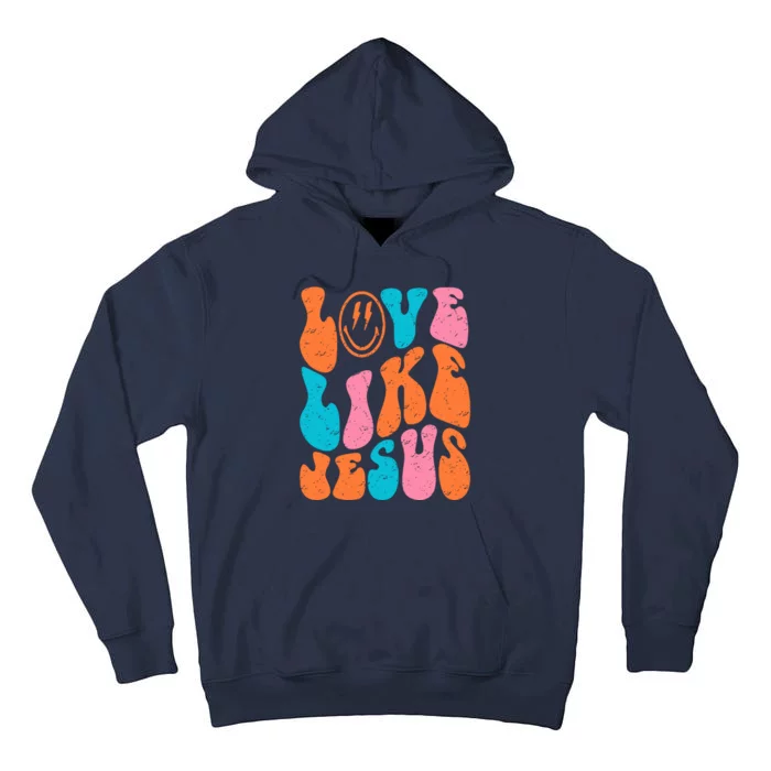 Retro Love Like Jesus Smiling Face Christian Religious Faith Tall Hoodie