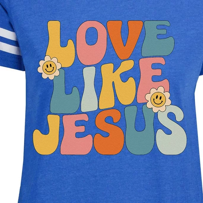 Retro Love Like Jesus Enza Ladies Jersey Football T-Shirt