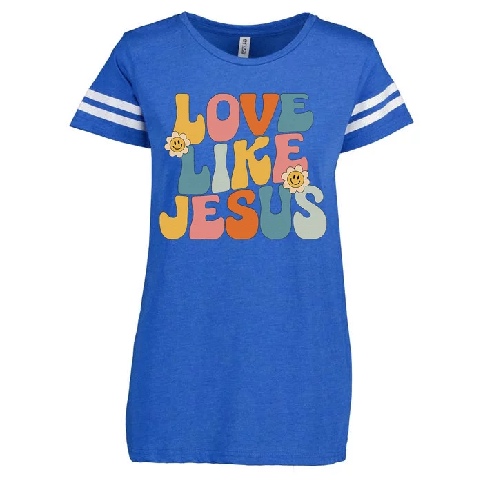 Retro Love Like Jesus Enza Ladies Jersey Football T-Shirt