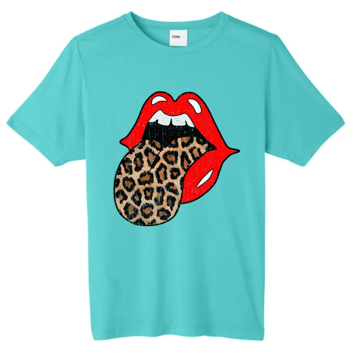 Red Lips Leopard Tongue Gift Vintage Trendy Animal Print Gift ChromaSoft Performance T-Shirt