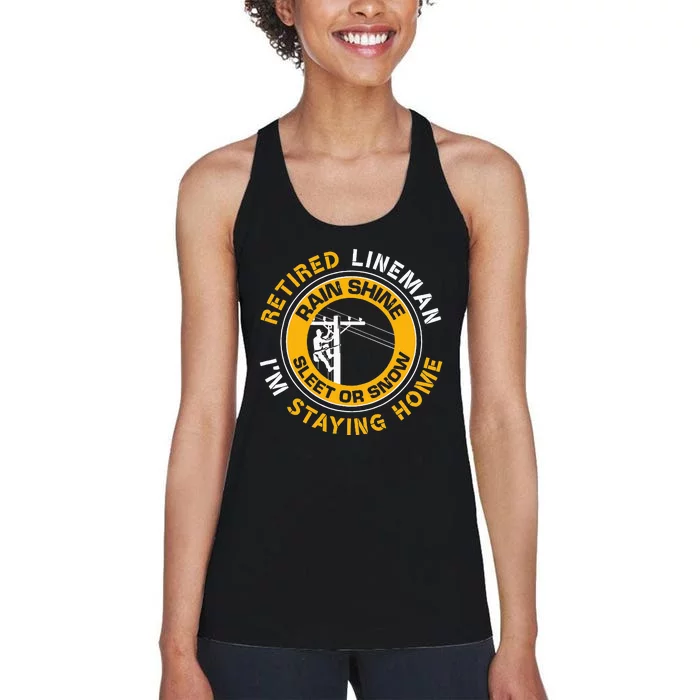 Retired Lineman Lineworker Power Lineman Retirement Women's Racerback Tank