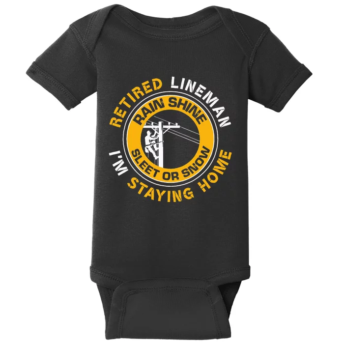 Retired Lineman Lineworker Power Lineman Retirement Baby Bodysuit