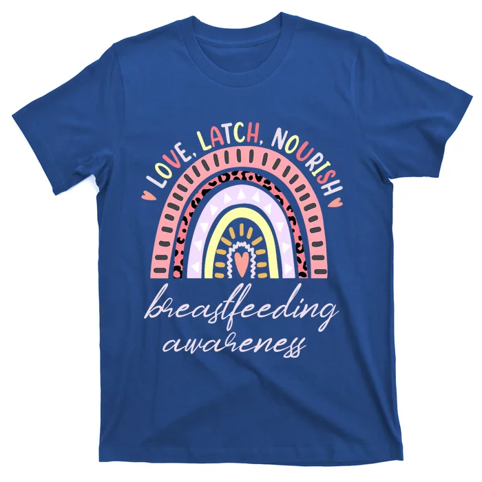 Rainbow Love Latch Nourish Breastfeeding Awareness Month T-Shirt