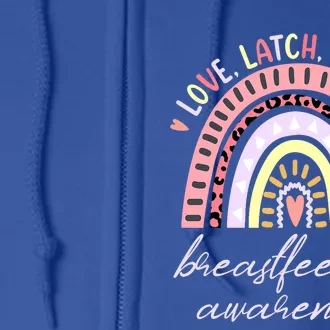 Rainbow Love Latch Nourish Breastfeeding Awareness Month Full Zip Hoodie