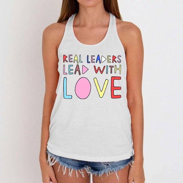 Real Leaders Lead With Love Women's Knotted Racerback Tank