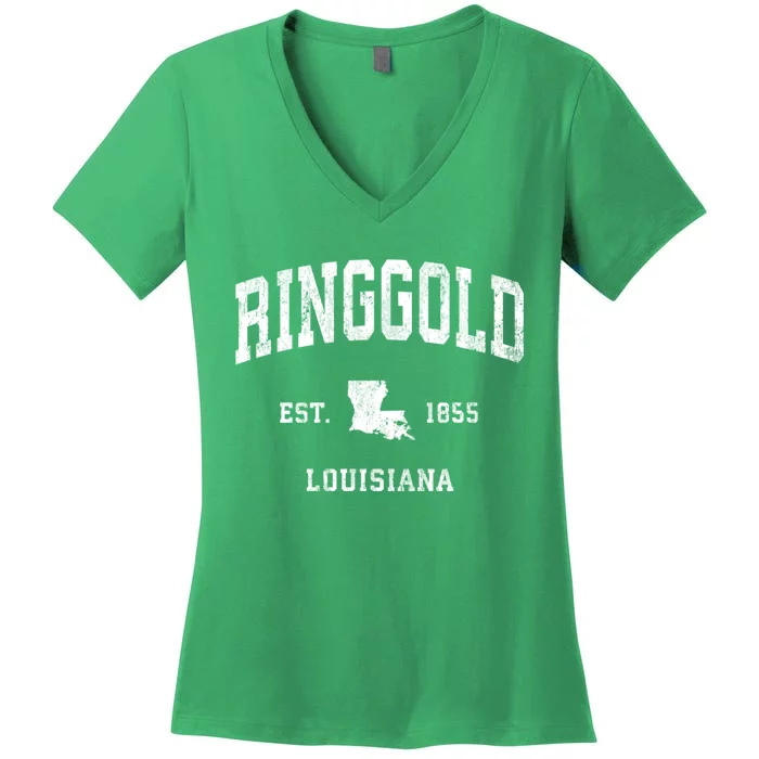 Ringgold Louisiana La Vintage Athletic Sports Women's V-Neck T-Shirt