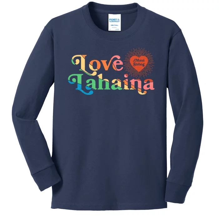 Retro Love Lahaina Maui Strong Kids Long Sleeve Shirt