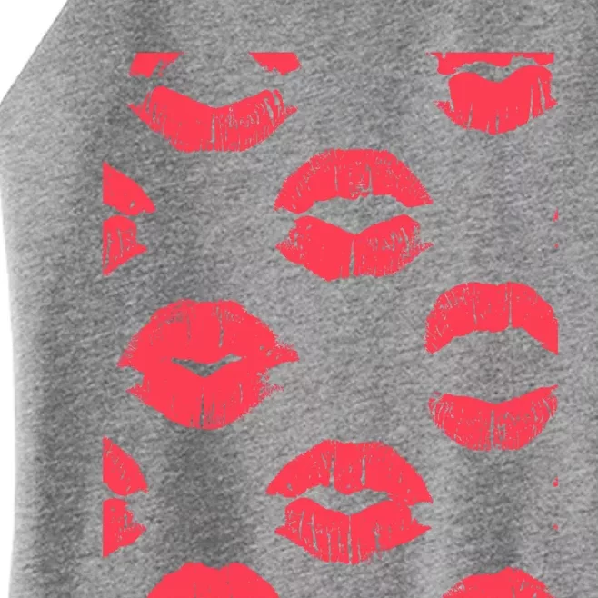 Red Lipstick Lips For Happy Valentines Day Gift Women’s Perfect Tri Rocker Tank