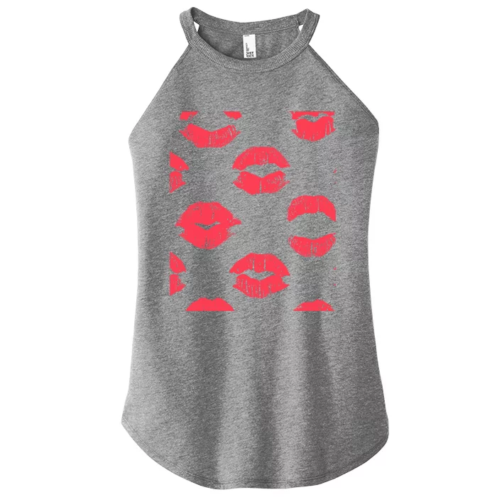 Red Lipstick Lips For Happy Valentines Day Gift Women’s Perfect Tri Rocker Tank