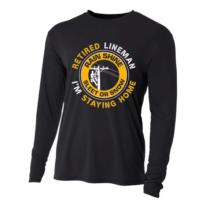 Retired Lineman Lineworker Power Lineman Retirement Cooling Performance Long Sleeve Crew