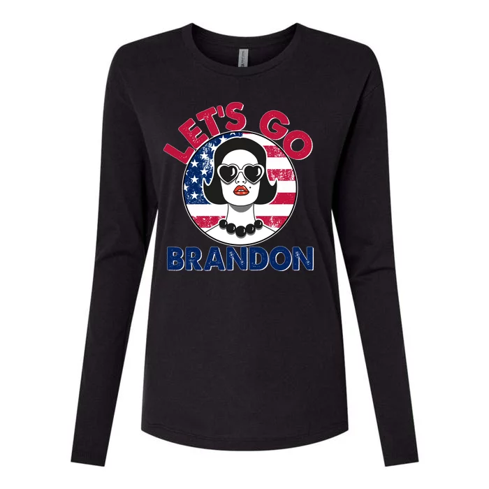 Retro Lady Let's Go Brandon Womens Cotton Relaxed Long Sleeve T-Shirt