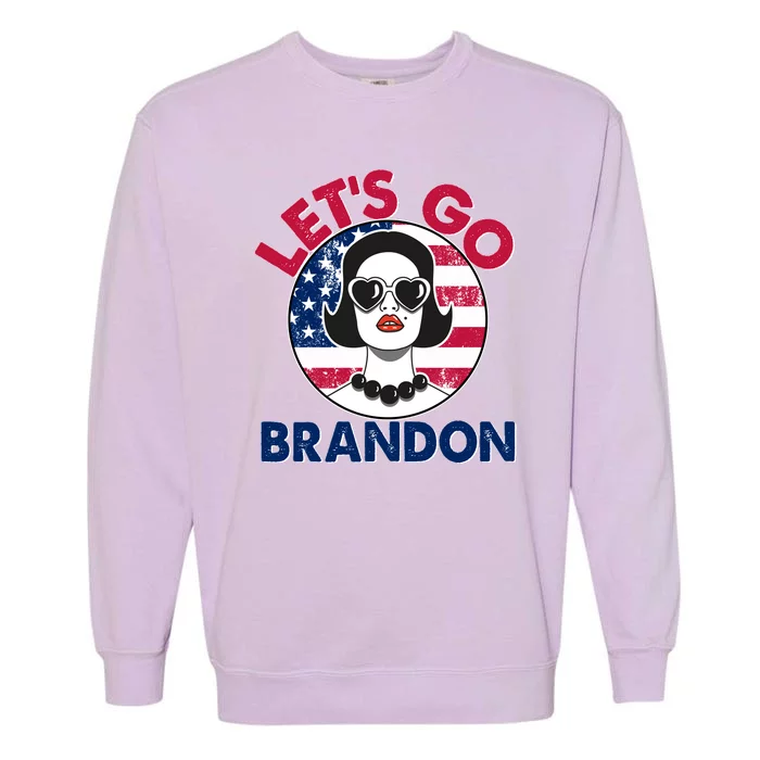 Retro Lady Let's Go Brandon Garment-Dyed Sweatshirt