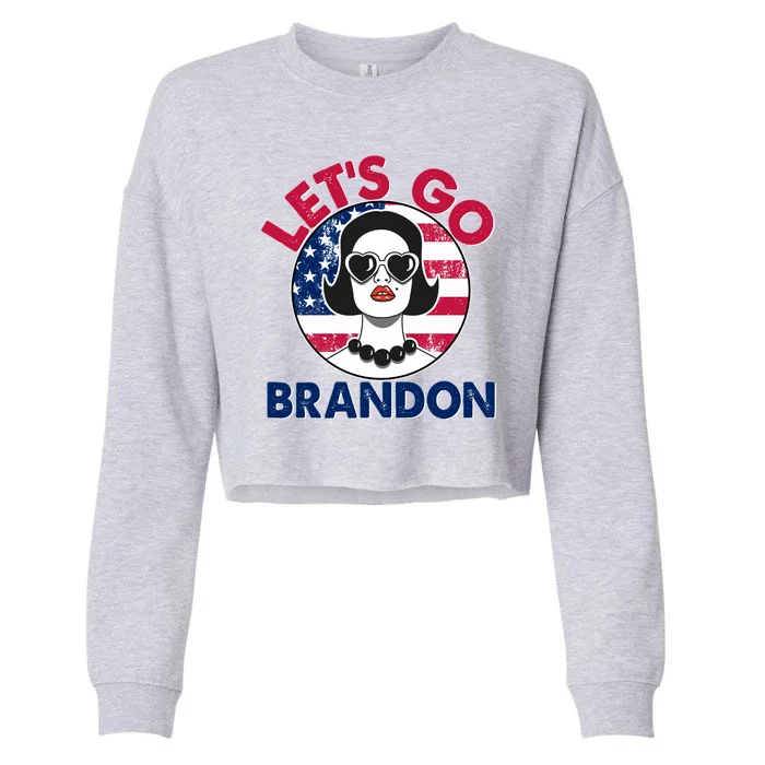 Retro Lady Let's Go Brandon Cropped Pullover Crew