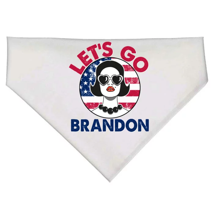 Retro Lady Let's Go Brandon USA-Made Doggie Bandana