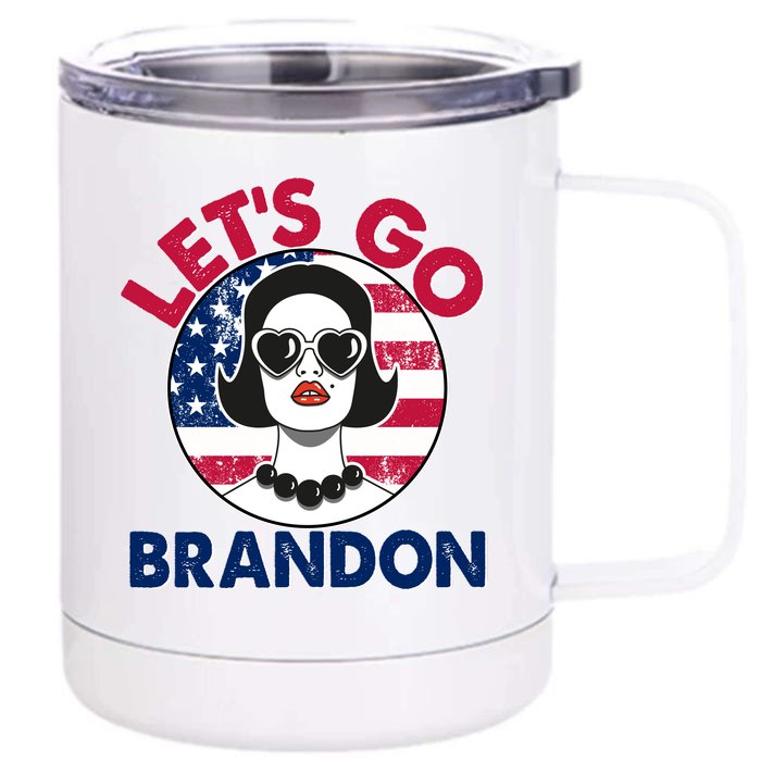 Retro Lady Let's Go Brandon Front & Back 12oz Stainless Steel Tumbler Cup