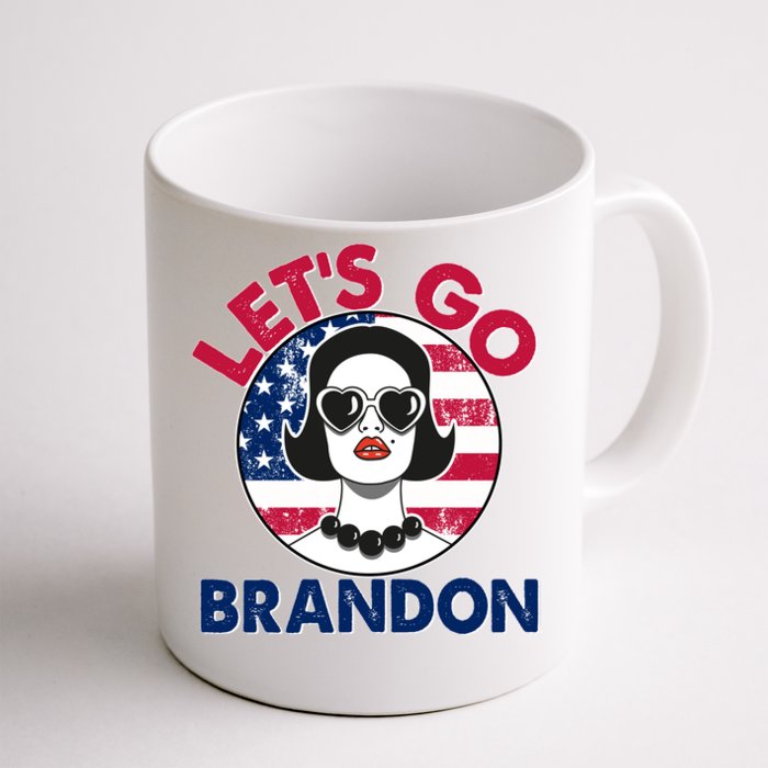 Retro Lady Let's Go Brandon Front & Back Coffee Mug