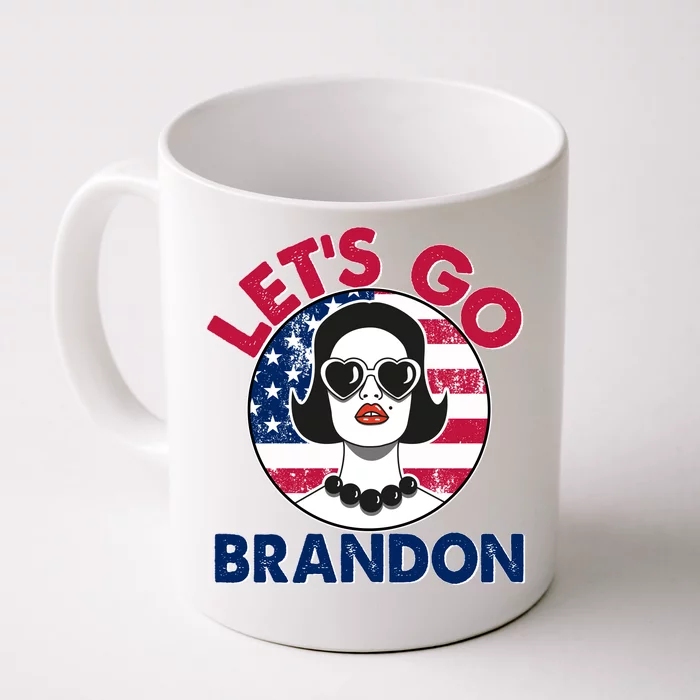 Retro Lady Let's Go Brandon Front & Back Coffee Mug