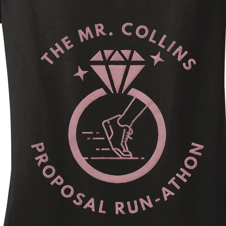 Run Like Mr Collins Just Proposed Funny Books And Running Women's V-Neck T-Shirt