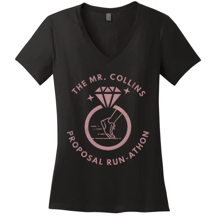 Run Like Mr Collins Just Proposed Funny Books And Running Women's V-Neck T-Shirt