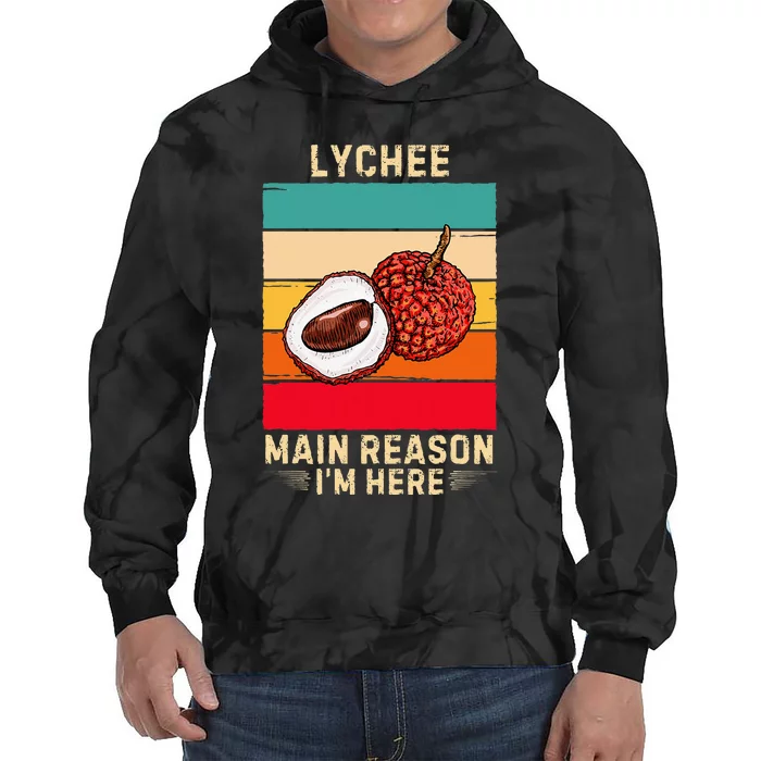 Retro Lychee Main Reason IM Here Lychee Fruit Lover Tie Dye Hoodie