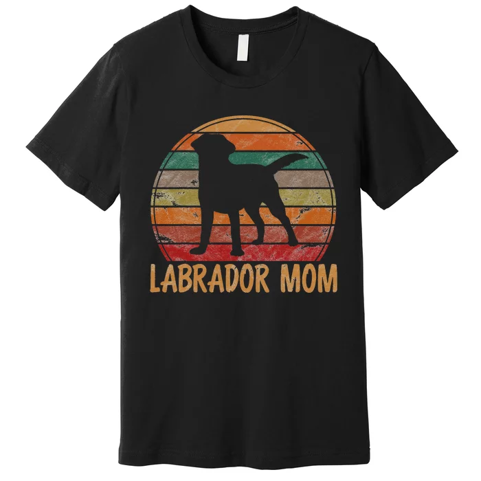 Retro Labrador Mom Dog Mother Pet Golden Black Lab Mama Premium T-Shirt