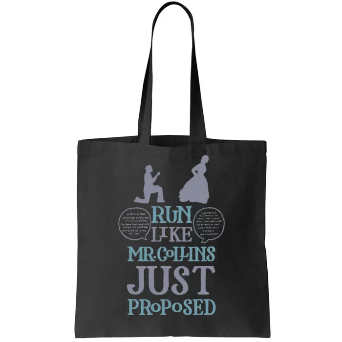 Run Like Mr. Collins Just Proposed Funny Books and Running Tote Bag