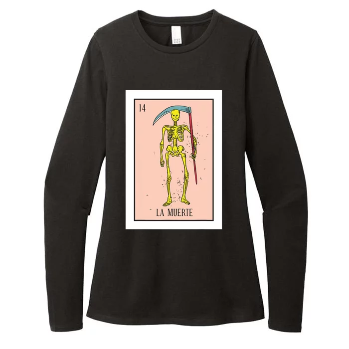 Retro La Muerte Lottery Card The Death Card Mexican Lottery Womens CVC Long Sleeve Shirt