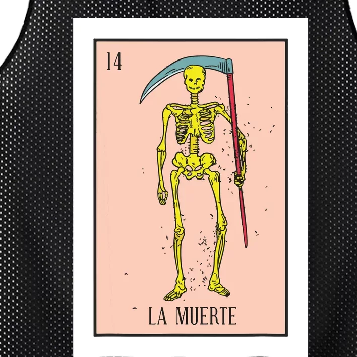 Retro La Muerte Lottery Card The Death Card Mexican Lottery Mesh Reversible Basketball Jersey Tank