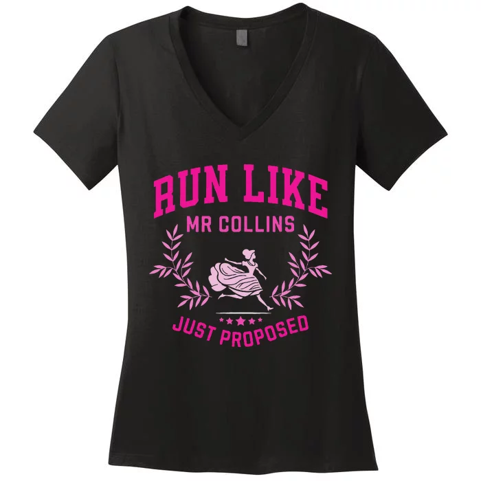 Run Like Mr Collins Proposed Vintage Design Women's V-Neck T-Shirt