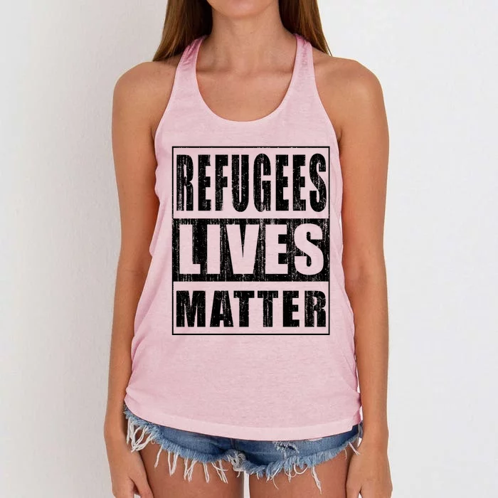 Refugees Lives Matter Anti Racism Pro Immigration Meaningful Gift Women's Knotted Racerback Tank