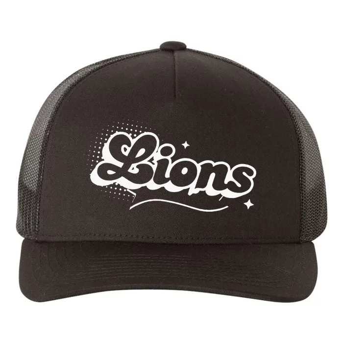 Retro Lions Mascot Back To School Spirit Sport Fans Game Yupoong Adult 5-Panel Trucker Hat