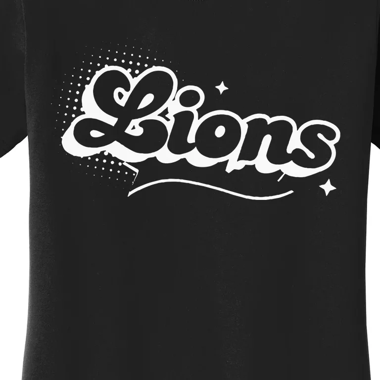 Retro Lions Mascot Back To School Spirit Sport Fans Game Women's T-Shirt