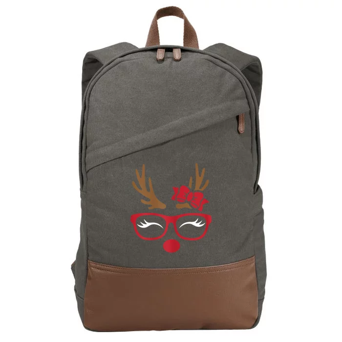 Reindeer Lady Messy Bun Cotton Canvas Backpack