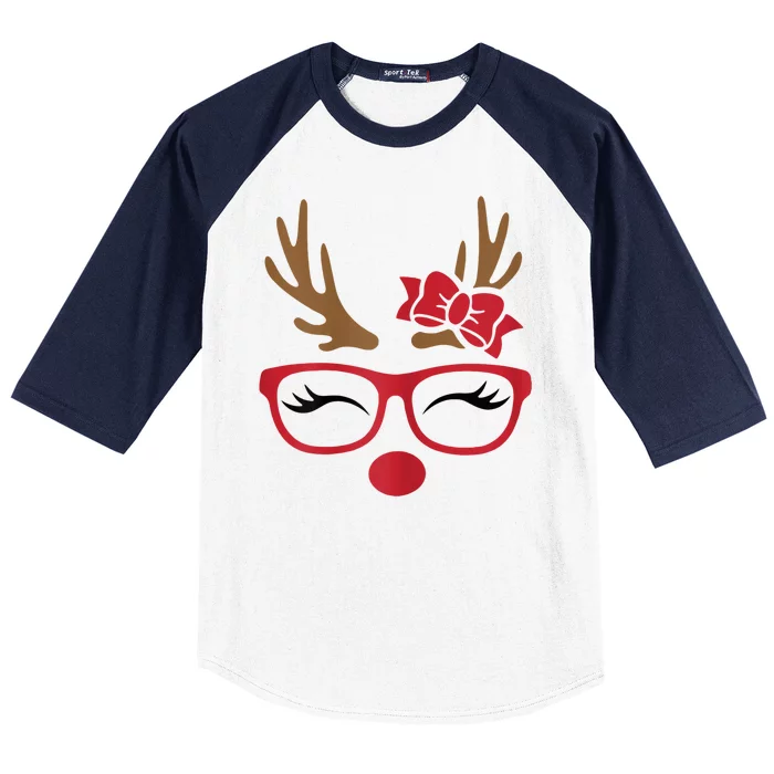 Reindeer Lady Messy Bun Baseball Sleeve Shirt