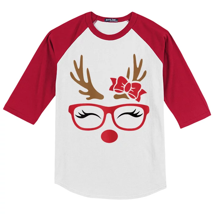 Reindeer Lady Messy Bun Kids Colorblock Raglan Jersey